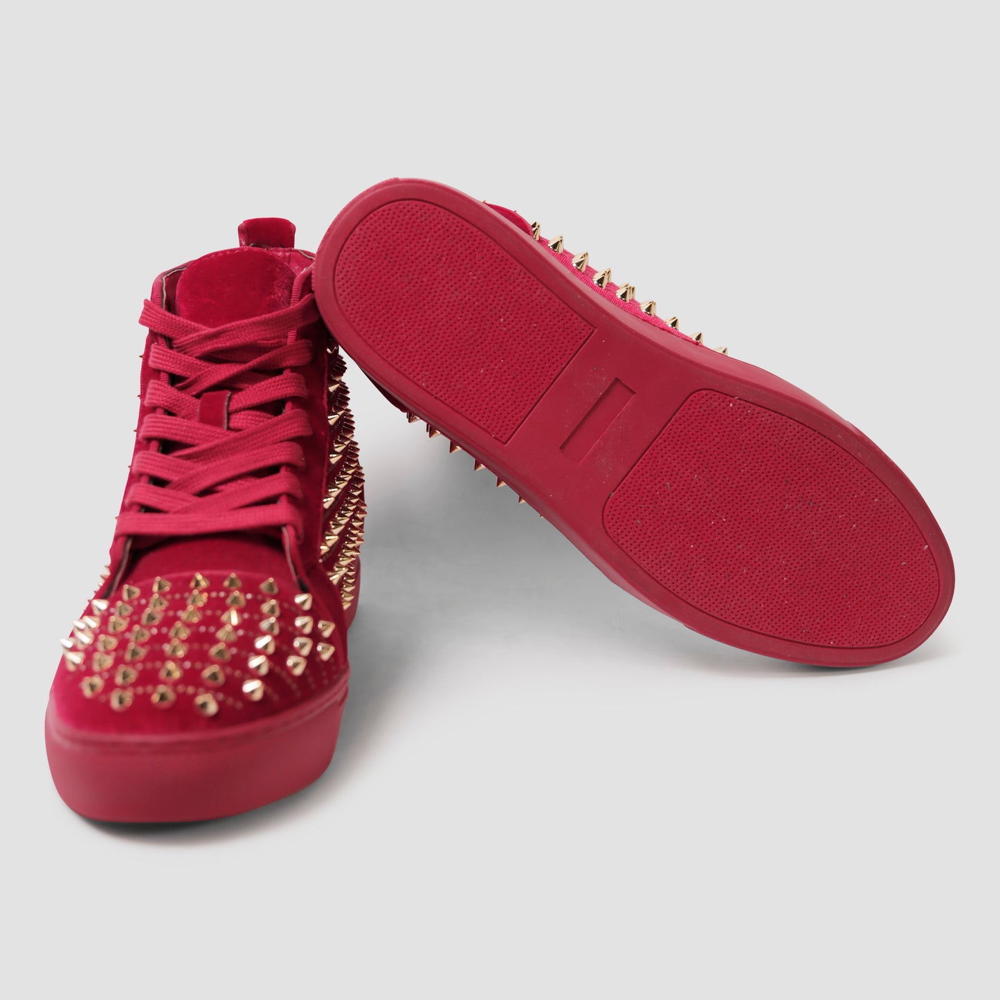 Fire Red Studded Sneakers
