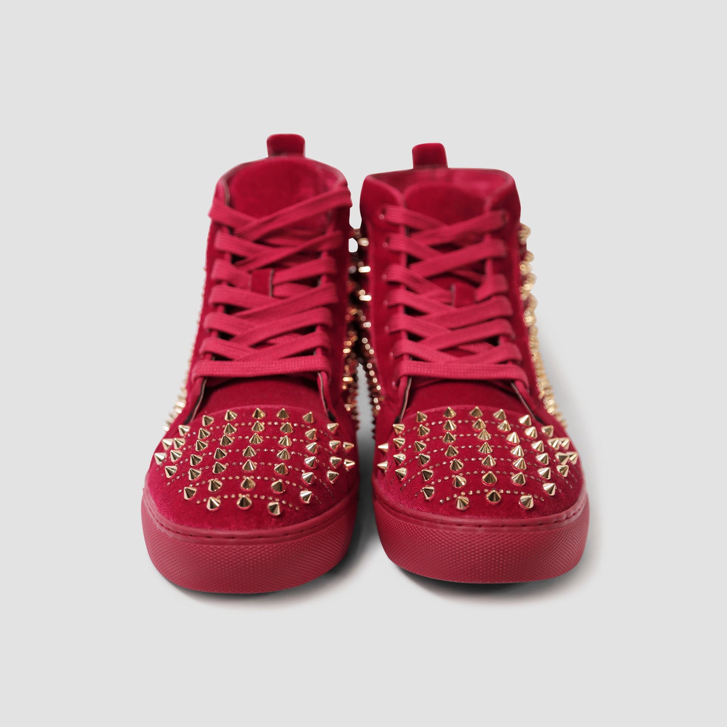 Fire Red Studded Sneakers