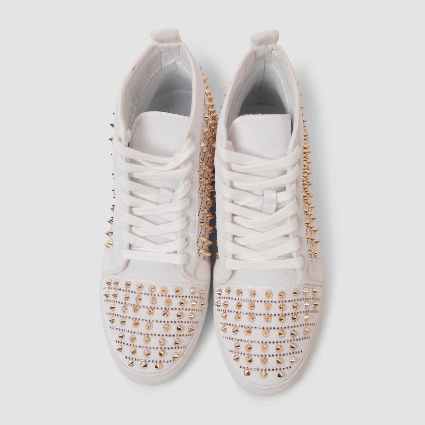 White & Gold Spiked Sneakers