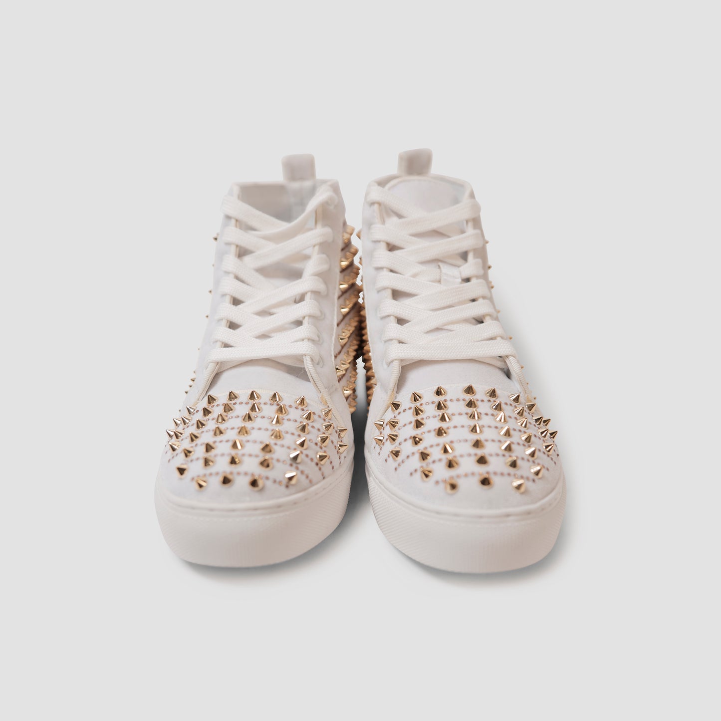 White & Gold Spiked Sneakers
