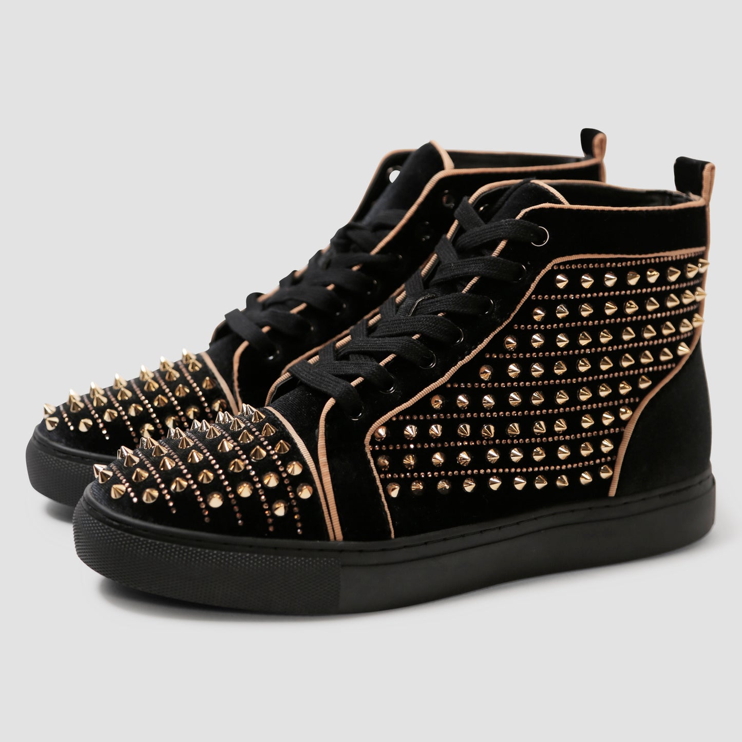 Black Studded High-Top Sneakers