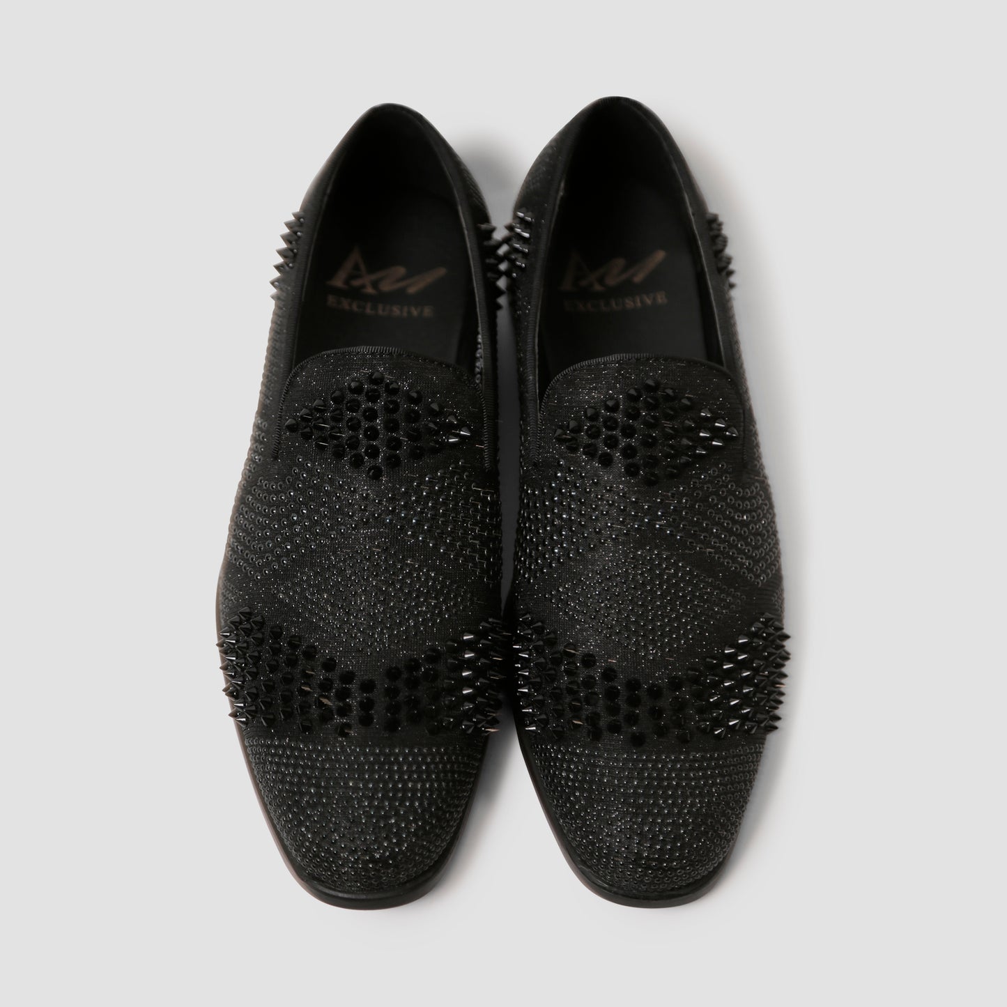 Dark Black Studded Loafers