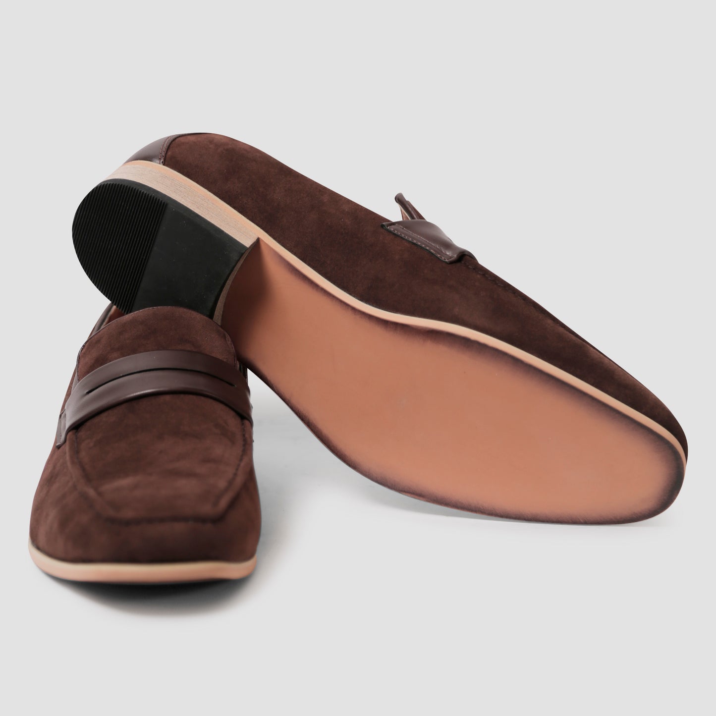 Chocolate Brown Suede Penny Loafers