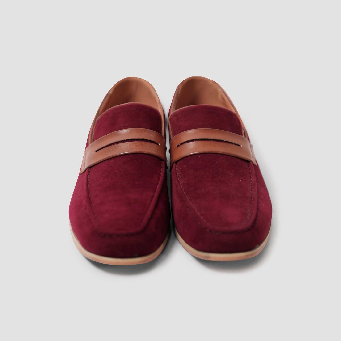 Burgundy Suede Penny Loafers