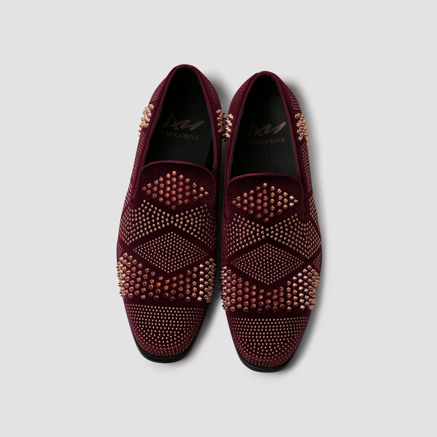 Wine Studded Loafers