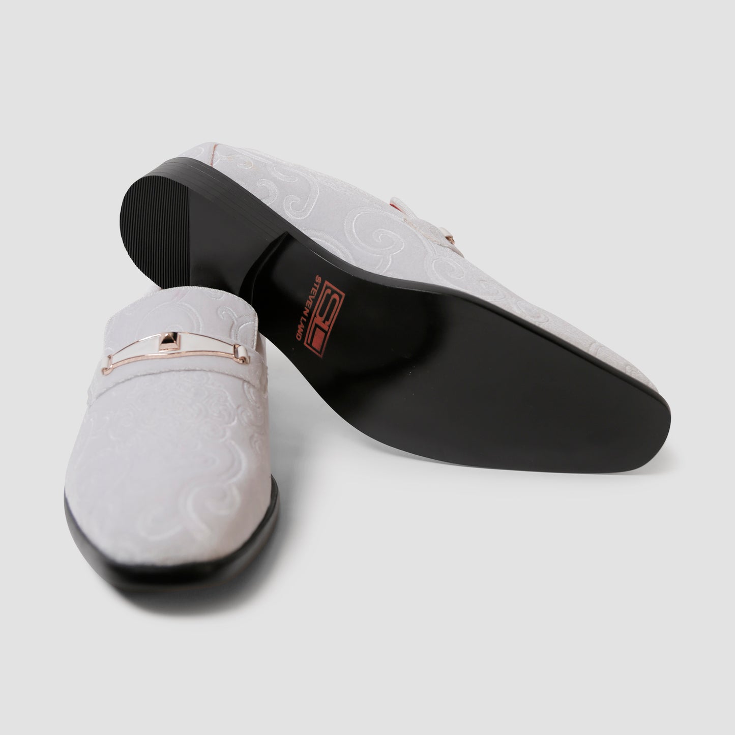 White Embossed Loafers
