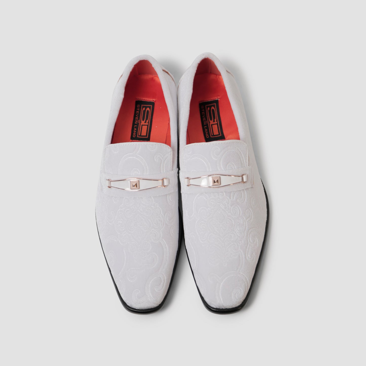 White Embossed Loafers