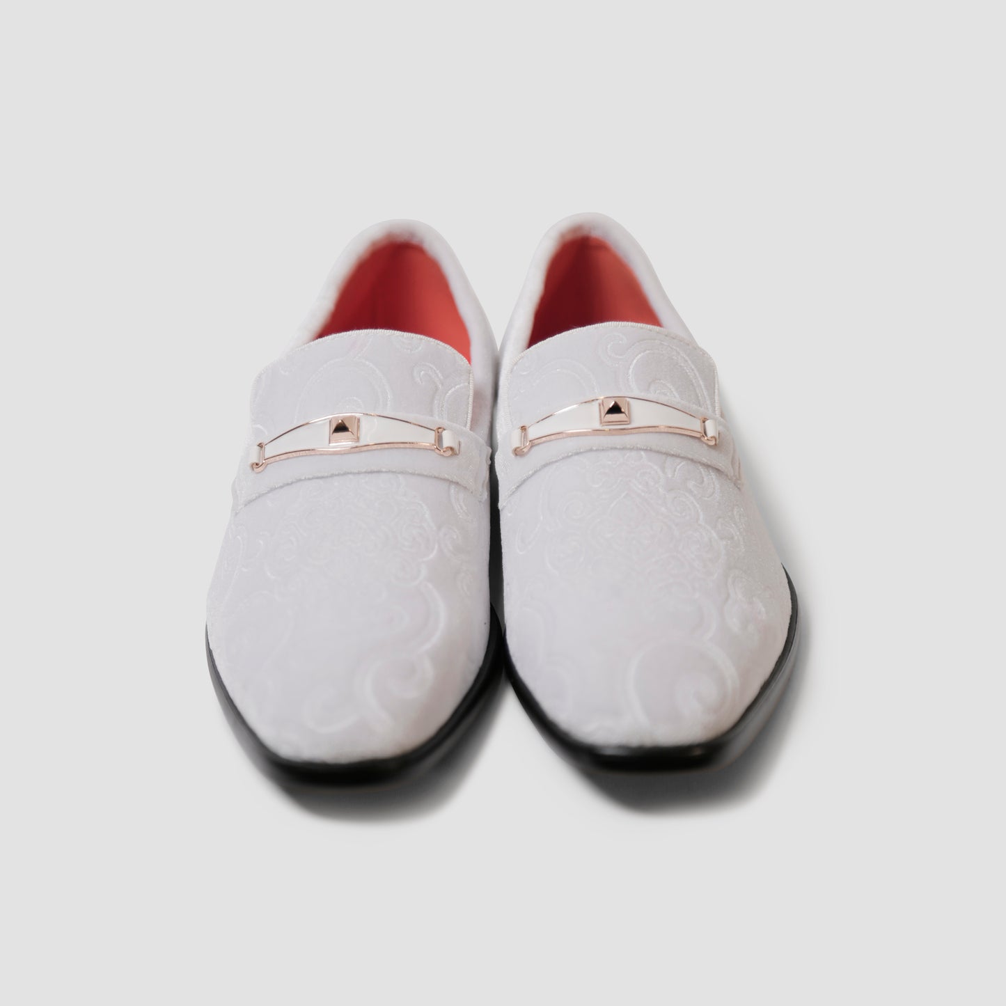 White Embossed Loafers