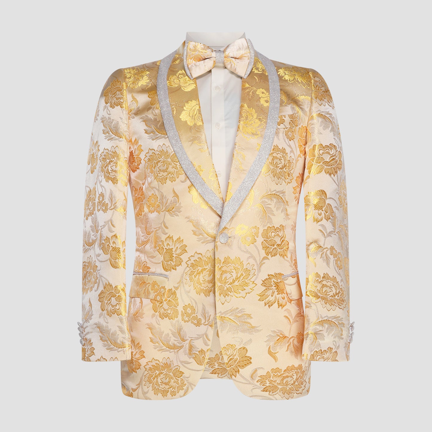 Yellow Floral Tuxedo Blazer