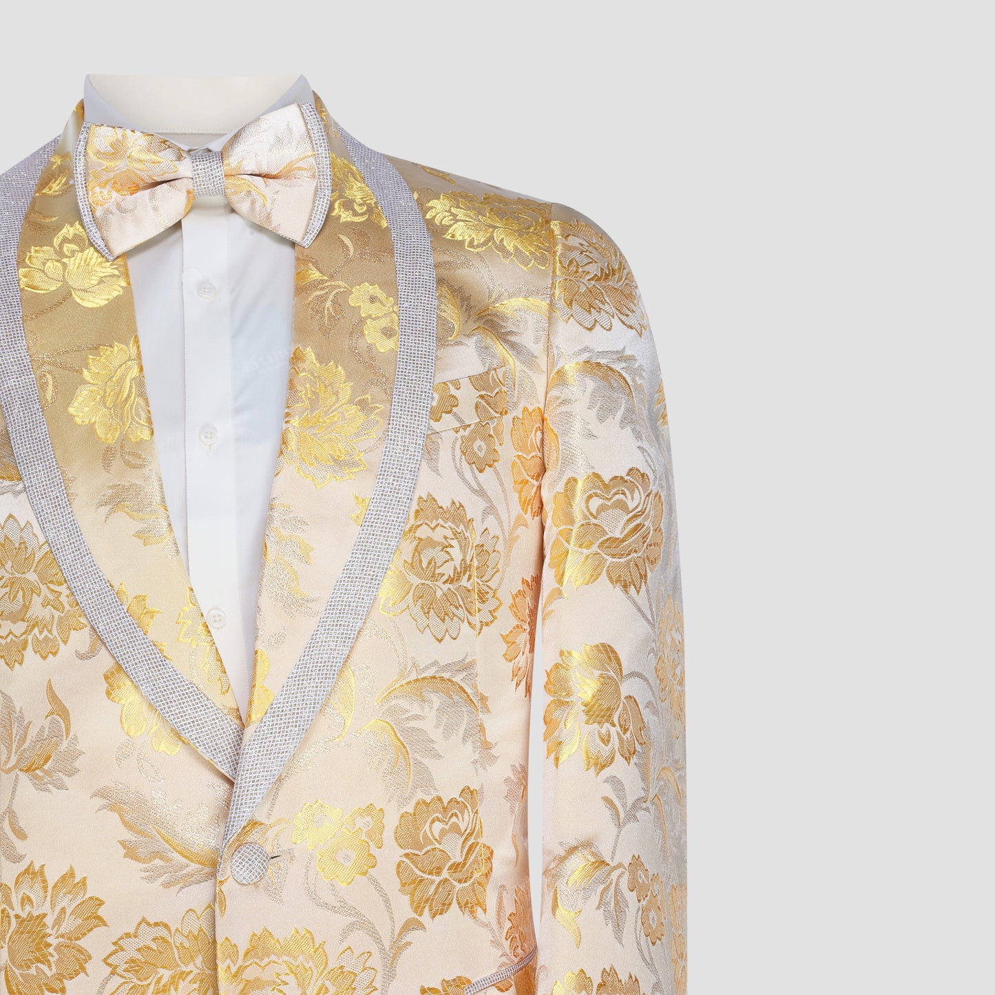 Yellow Floral Tuxedo Blazer