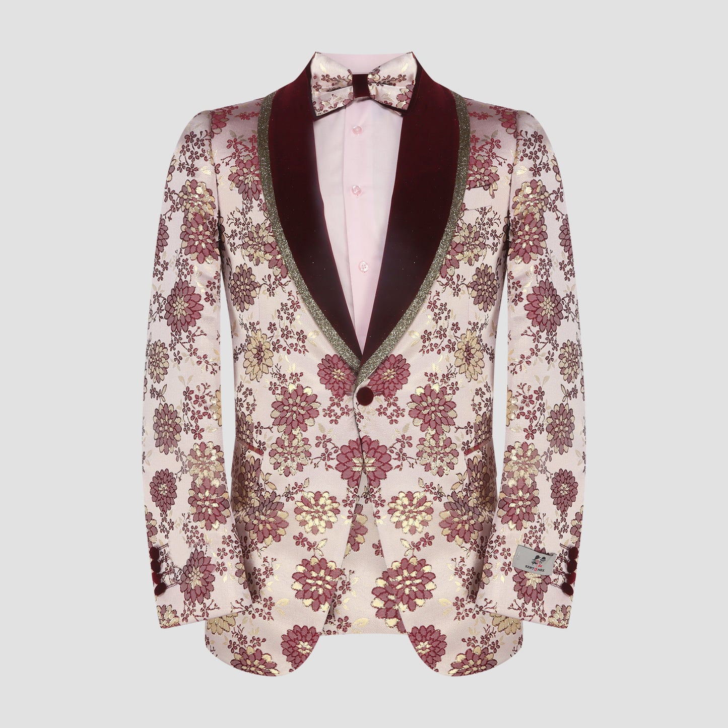 Burgundy Floral Brocade Blazer