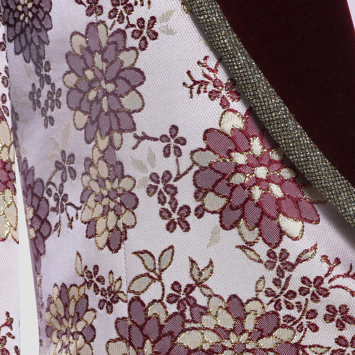 Burgundy Floral Brocade Blazer