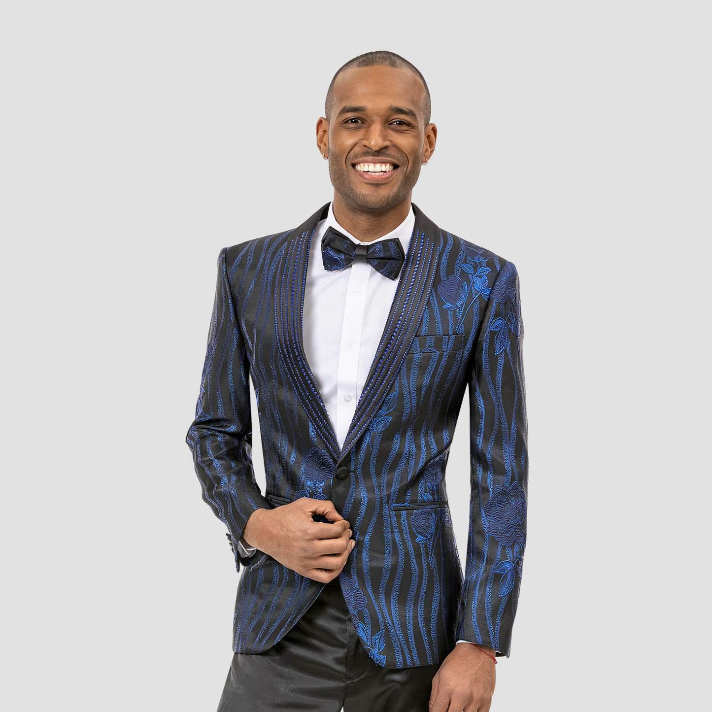Royal Blue Embroidered Blazer