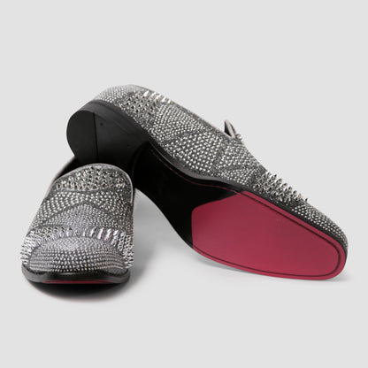 Crystal Silver Loafers