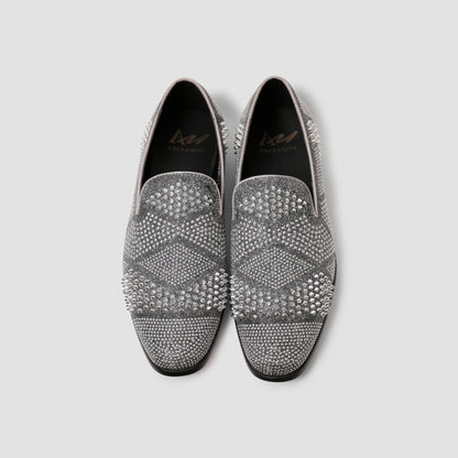 Crystal Silver Loafers