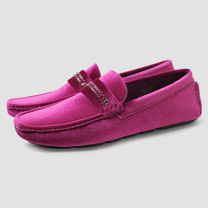 Magenta Velvet Loafers