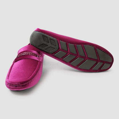 Magenta Velvet Loafers