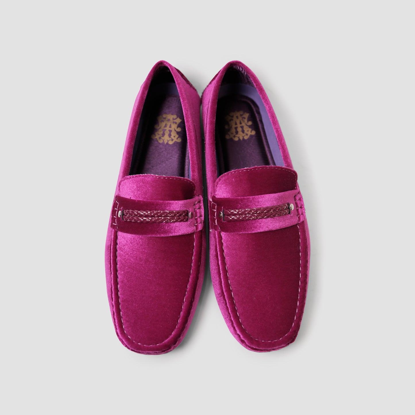 Magenta Velvet Loafers