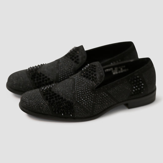 Dark Black Studded Loafers