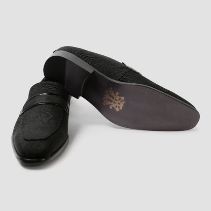 Black Weave Loafers