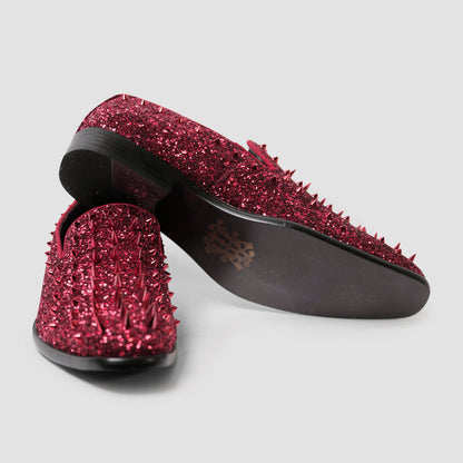 Fire Red Glitter Loafers