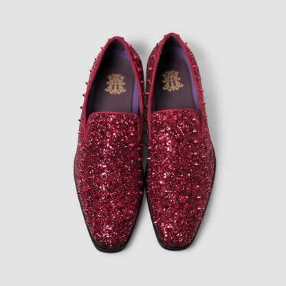 Fire Red Glitter Loafers