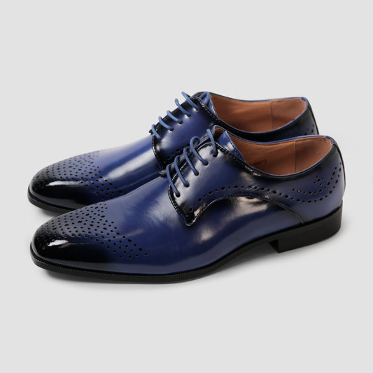 Navy Perforated Brogue Shoes