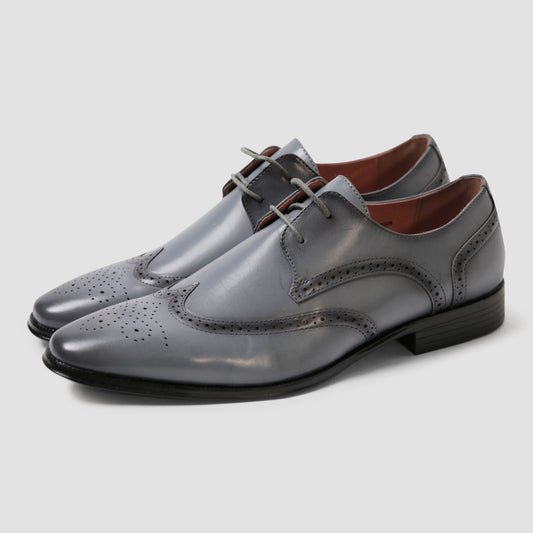 Grey Brogue Oxford Shoes