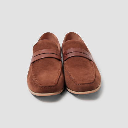 Tan Suede Penny Loafers