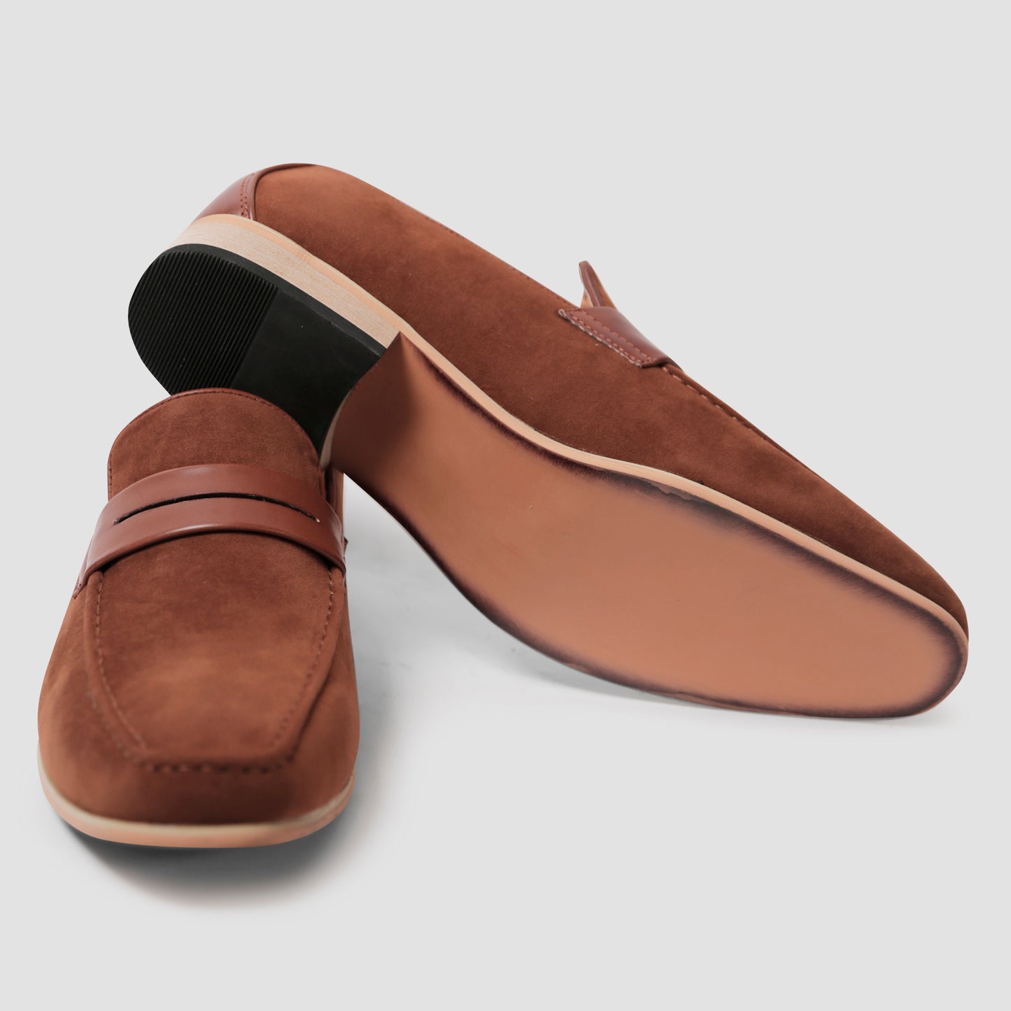 Tan Suede Penny Loafers