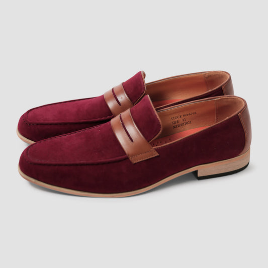 Burgundy Suede Penny Loafers