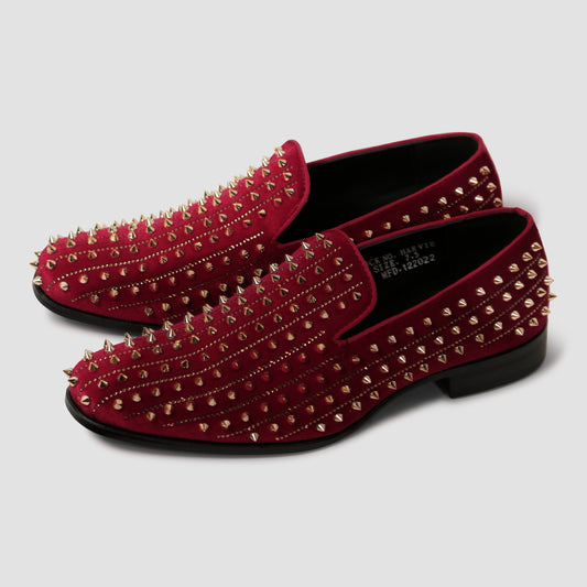 Red Spiked Loafers