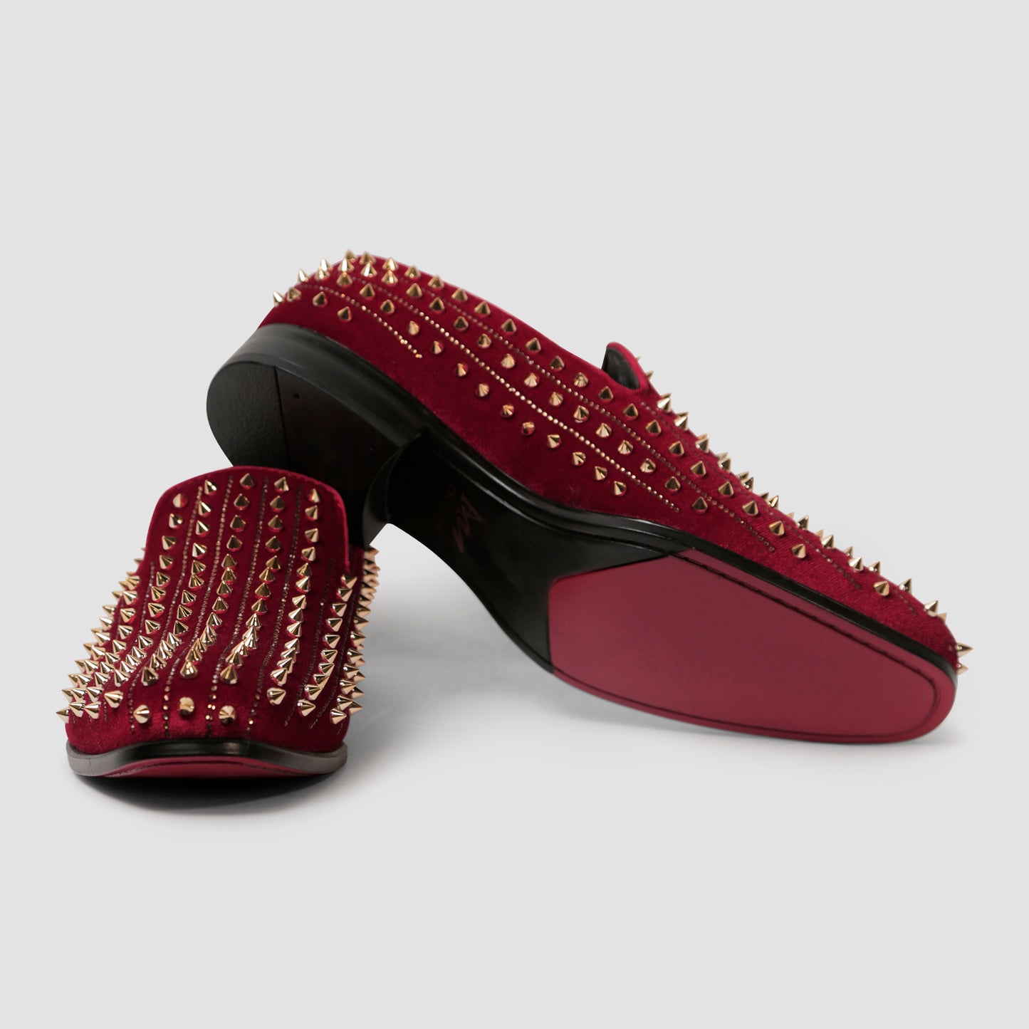 Red Spiked Loafers