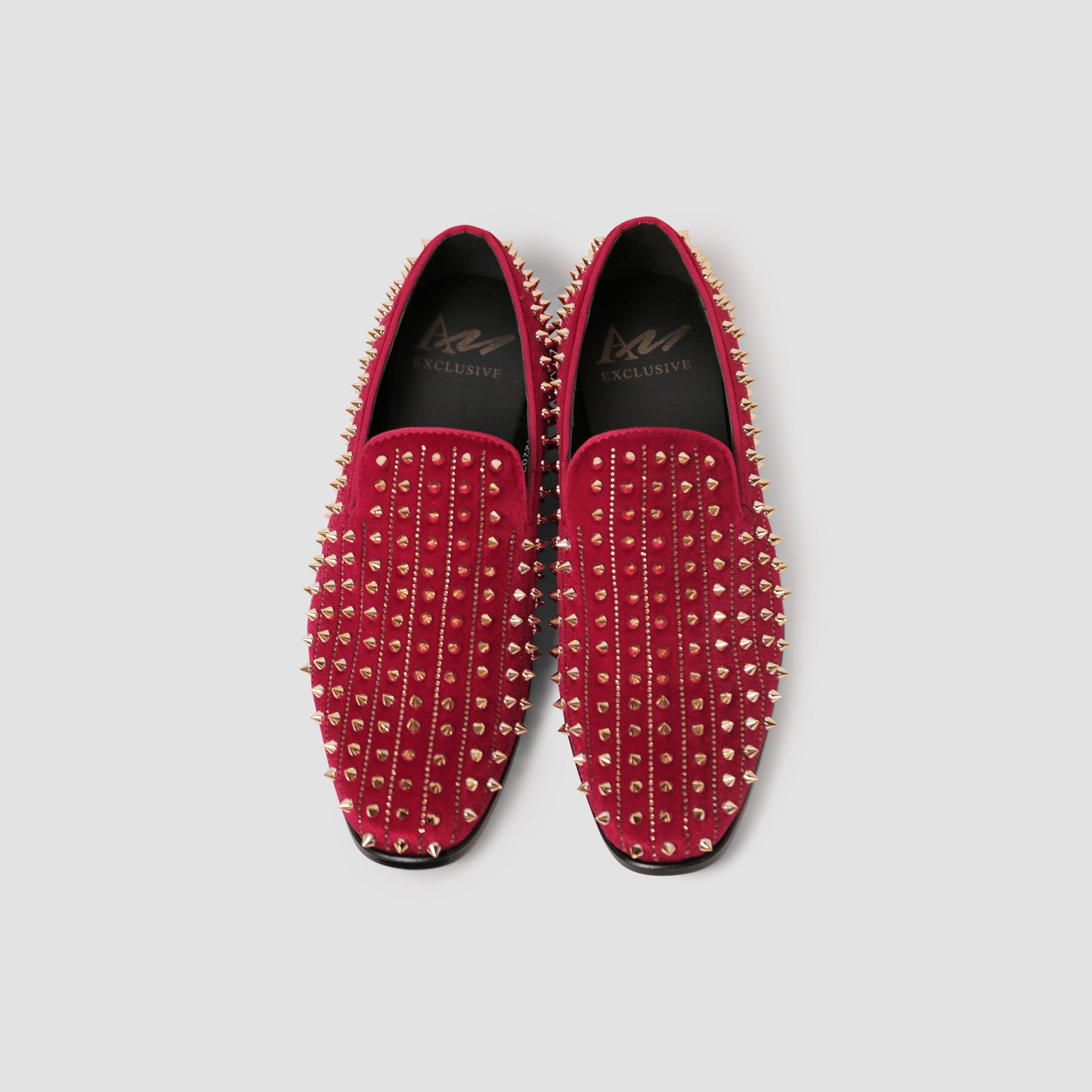 Red Spiked Loafers