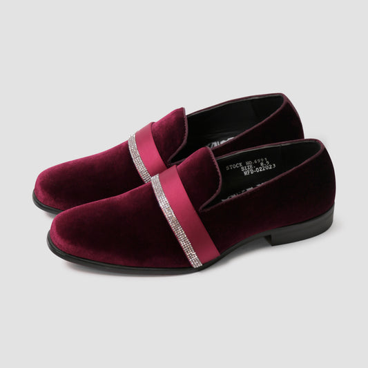 Burgundy Velvet Loafers