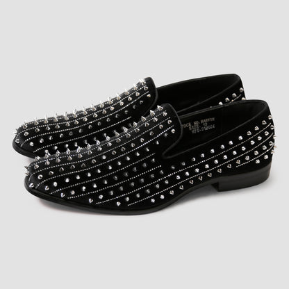 Black Spiked Loafers