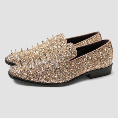 Gold Dust Spiked Loafers