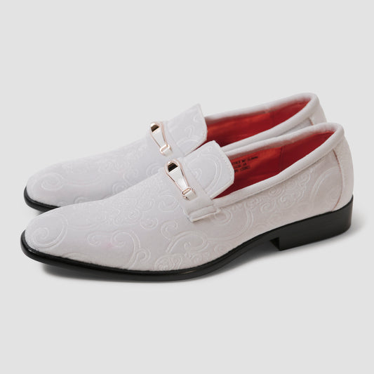 White Embossed Loafers