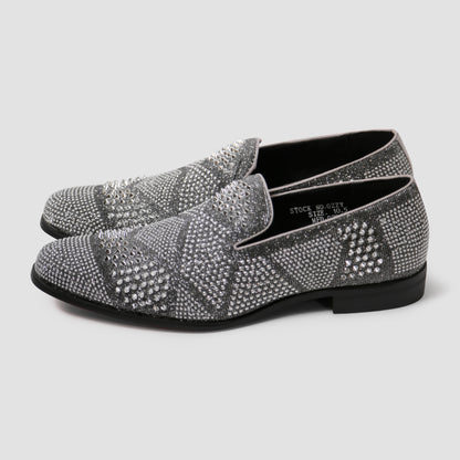 Crystal Silver Loafers