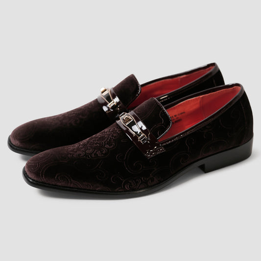 Brown Embossed Loafers