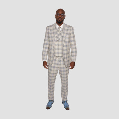 Sharp Cream Plaid Suit