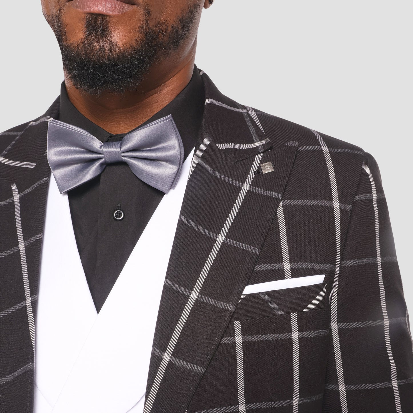 Black and White Windowpane Check Suit