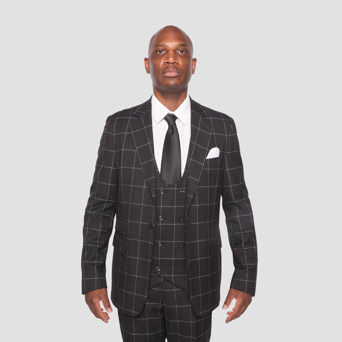 Black Windowpane Check Suit