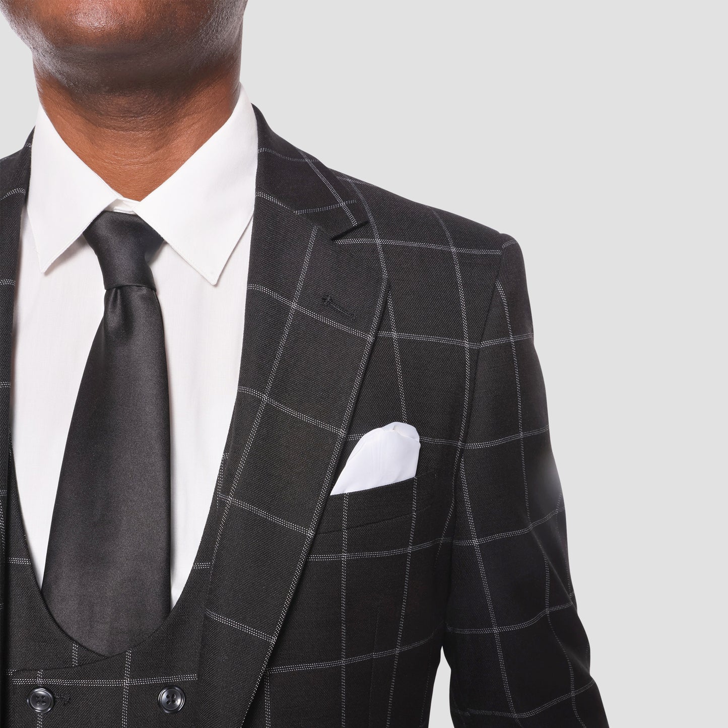 Black Windowpane Check Suit