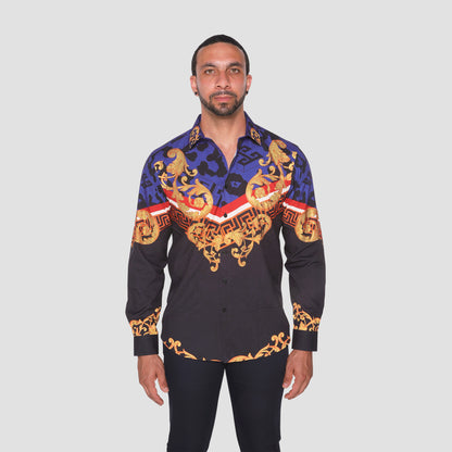 Black Baroque Print Shirt