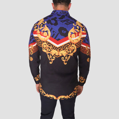 Black Baroque Print Shirt