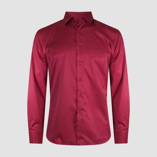 Crimson Red Satin Shirt