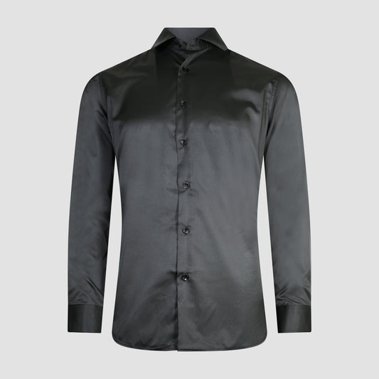 Midnight Black Satin Shirt