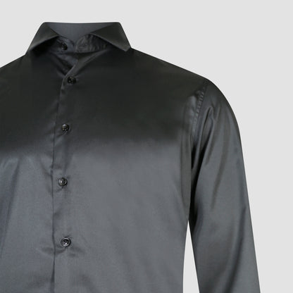 Midnight Black Satin Shirt