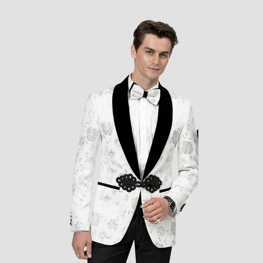 White Brocade Blazer